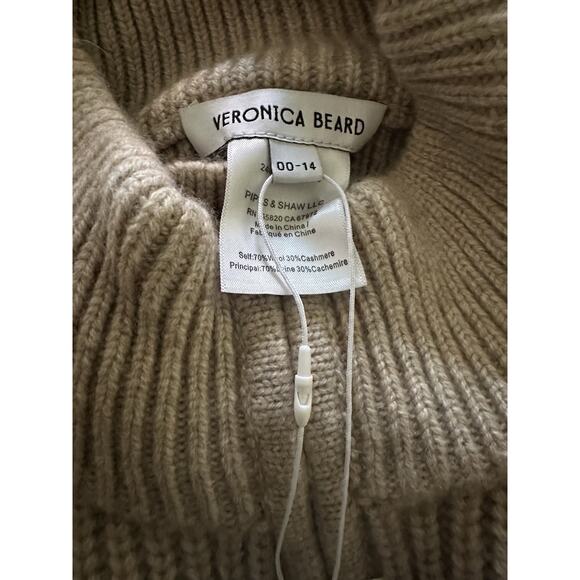 VERONICA BEARD Dickey tan Brown NWT NASSAU OATMEAL Wool Scarf sweater Vest - Picture 5 of 6